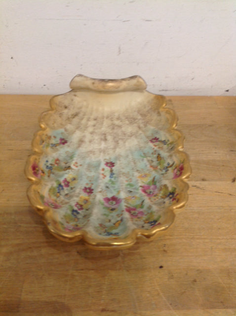 Bowl- 11" Vintage Porcelian Floral Shell