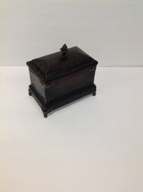 7"x4" Footed Faux Leather Wrapped Wood Box