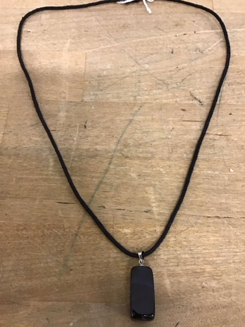 Black Stone/Cord Necklace