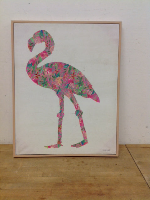 23"x29" Flamingo Print on Canvas AS-IS