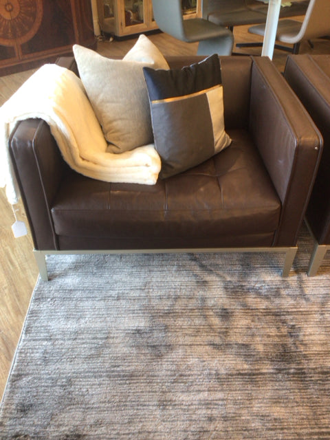 B & B Italia Brown Leather & Metal Arm Chair