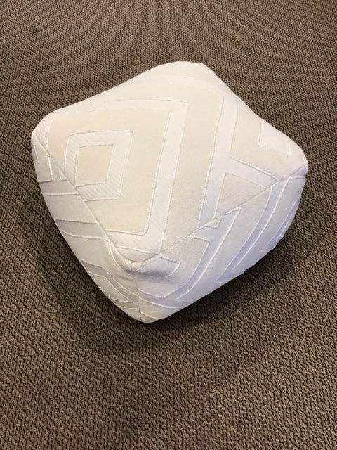 Lg Cream Upholstered Pouf
