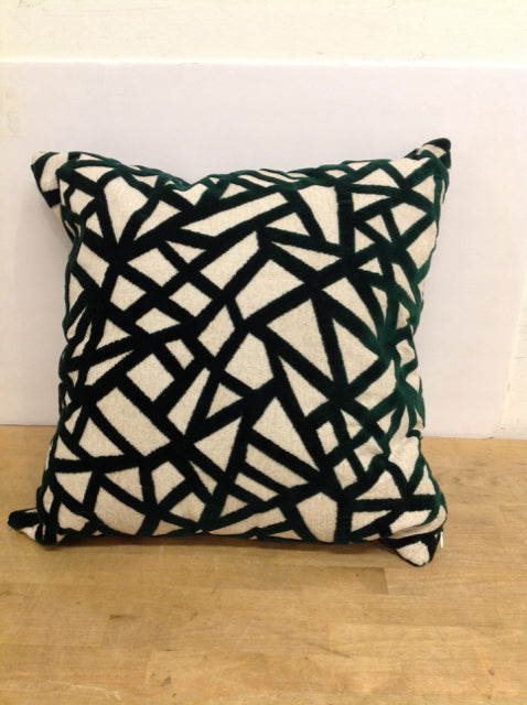 20" Beige Chenille Geometric Pattern Pillow