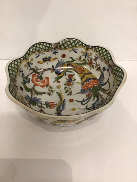 8" Rouen Faience Crackle Ceramic Bowl