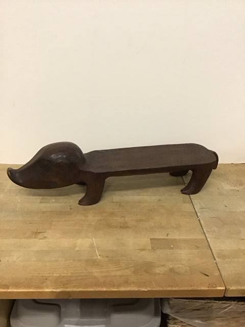 Vtg Carved Wood Pig-Shaped Serving Tray