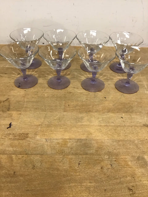 Set of 8 4" Lavender/Clear Sherbert Dishes