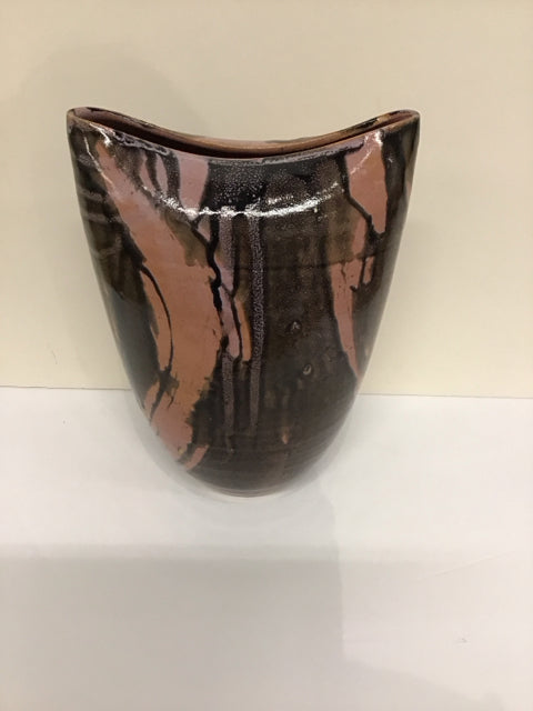 11" Blue/Pink Drizzle Pottery Vase