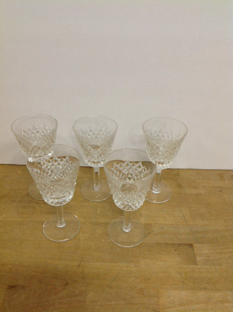 Set of 5 Waterford Crystal Wine Glasses