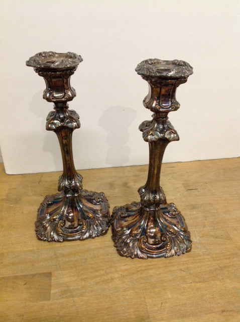 Vintage Silver Plate 10" Candle Holders-Pair