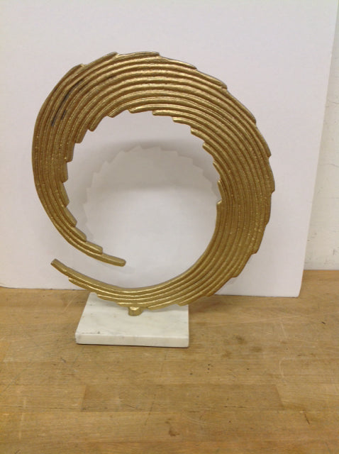 14.5" Gold Metal Wave Sculpture w/Base