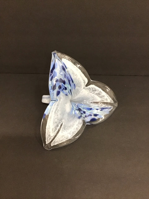 Murano Glass Flower w/Blue White Streaks