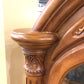 AS-IS Dark Wood Two Pc Glass Front China Cabinet(Cracks Around Top Trim)