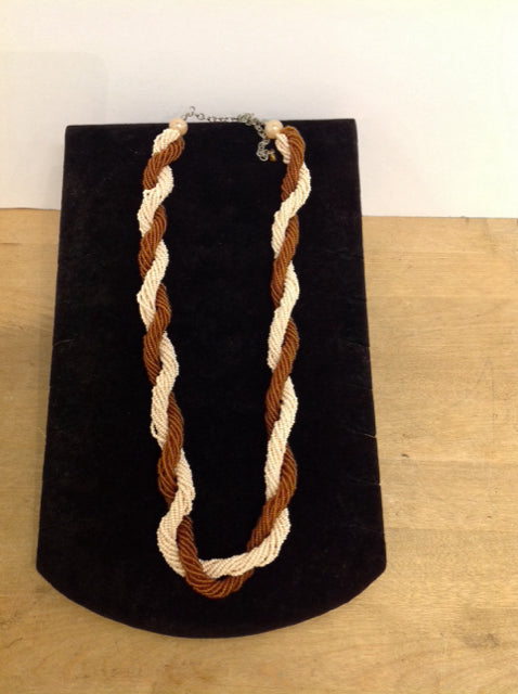 Tan/Brown Twisted Beaded Necklace