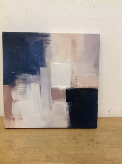 18"Sq Blue/Tan Abstract on Canvas