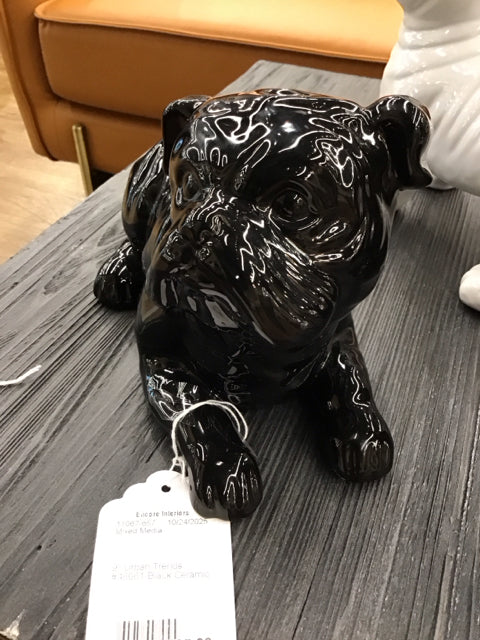 10" Black Ceramic Frenchie Dog Figure