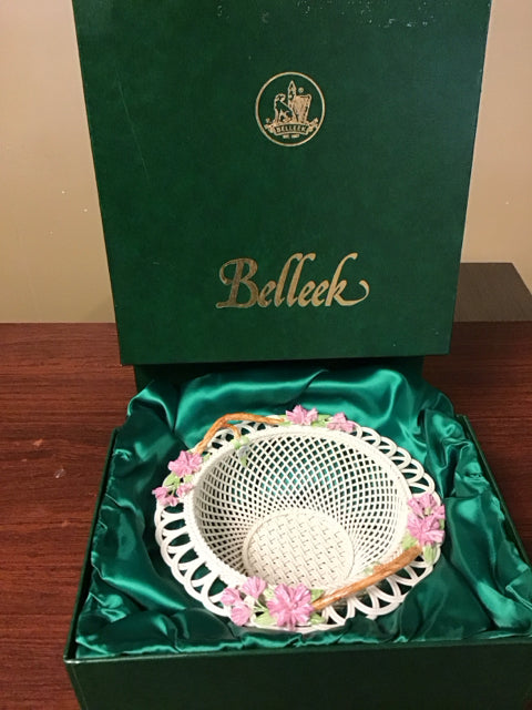 8" Belleek Wedding Bouquet Basket Bowl