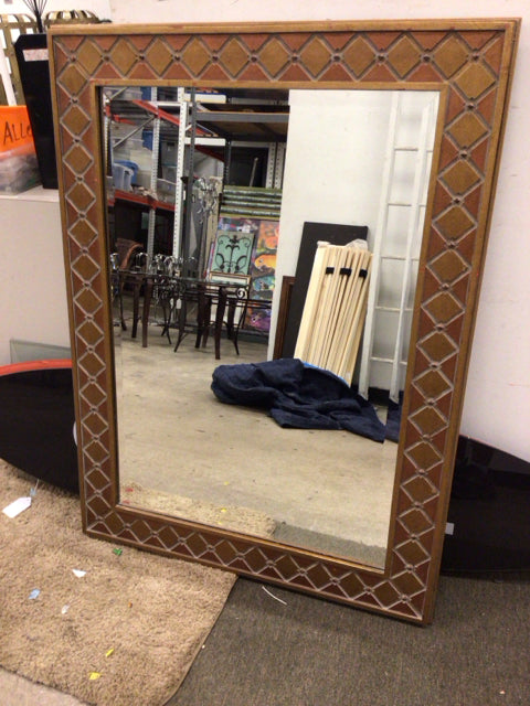 37 5/8" X 50 1/8" Copper Color Beveled Framed Mirror