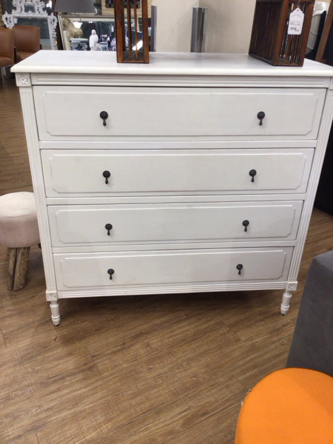 White Wood Four Drawer Dresser