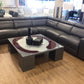 AS-IS Macys Grey Leather 6 PC Power Reclining Sectional(Scratch In Leather)