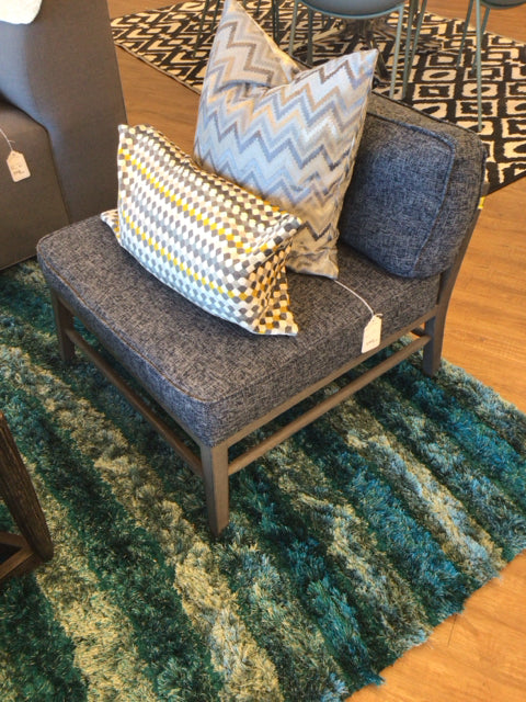 Wood Framed Blue Fabric Chair