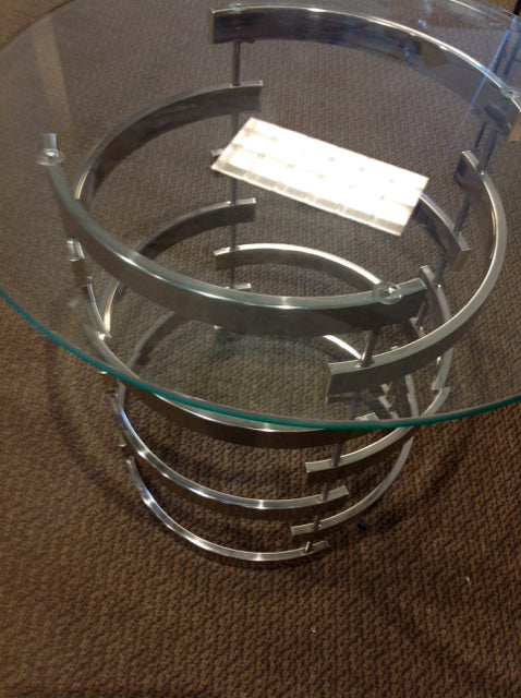 End Table- Round Chrome & Glass