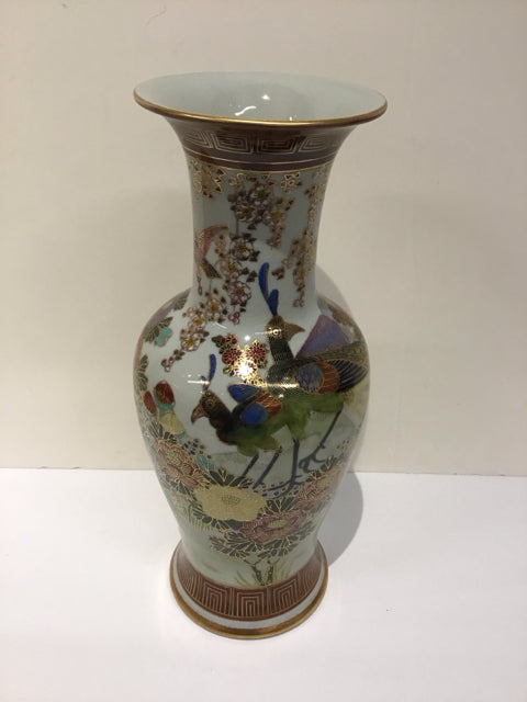 14" "Andrea" White Crackled Vase
