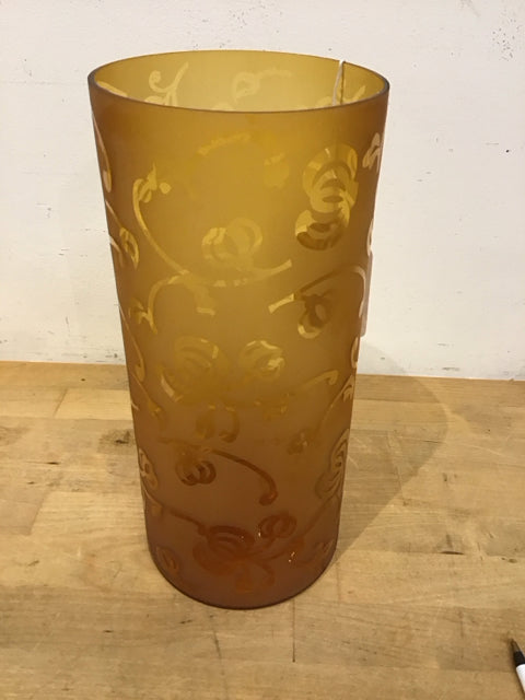 12" Amber Frosted Glass Vases