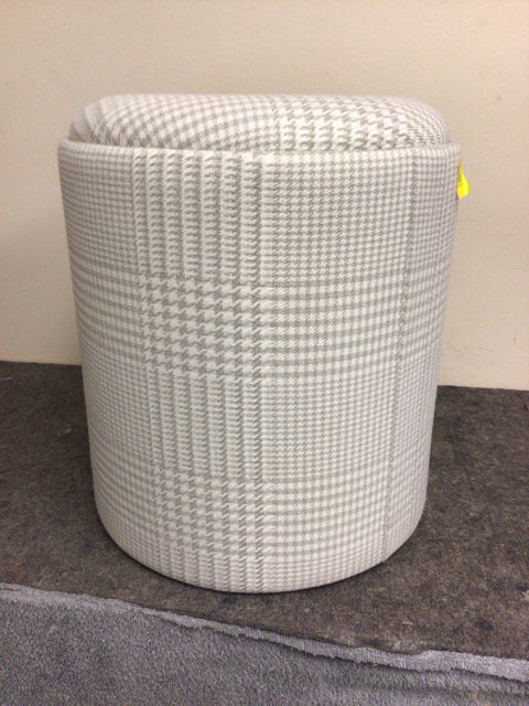 17" Cream & Grey Fabric Tray Top/Storage Ottoman