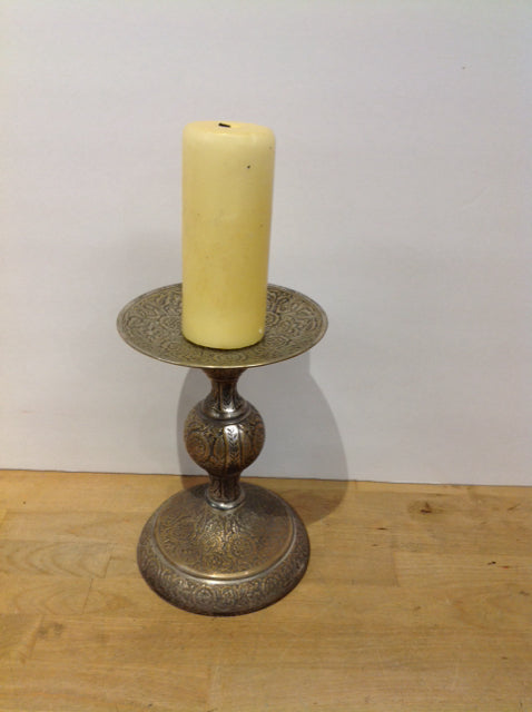 9" Ornate Metal Candle Holder
