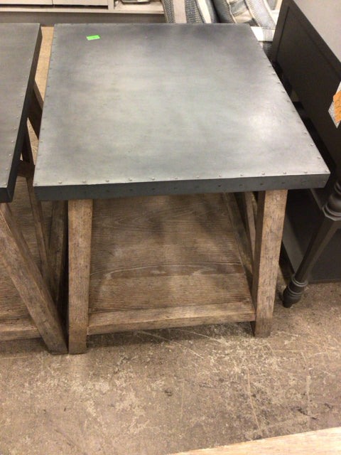 23.75" X 27.75" X 25.25" Ethan Allen Bruckner Metal-Top End Table