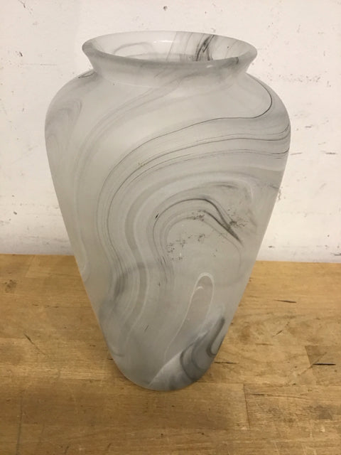 10" Gray Frosted Swirl Glass Vase