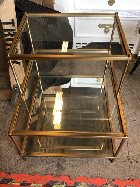 22"x24" West Elm Brass & Glass End Table