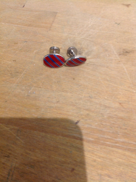 Men's - Silver Red & Blue Cuff Links