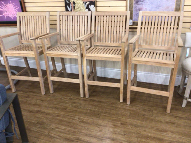 Set Of 4 Kingsly Bate Chelsea Teak Bar Stools