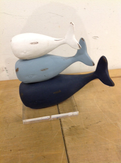 8" Wood Whales On Lucite