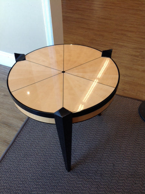 26" Custom Round Wood Veneer w/Black Lacquer Legs