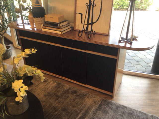 AS-IS Wood & Leather Wrapped Credenza