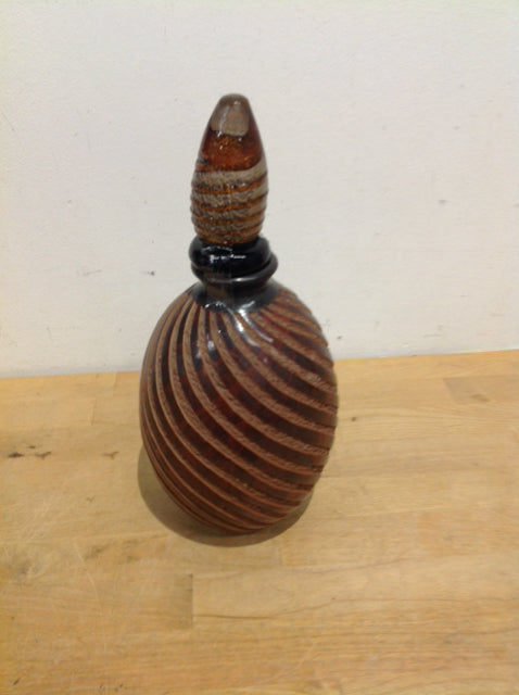 12" Brown Pottery Glass Jar