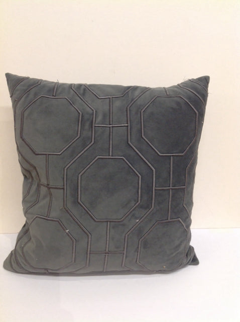 Grey Pillow w/Geometric Design