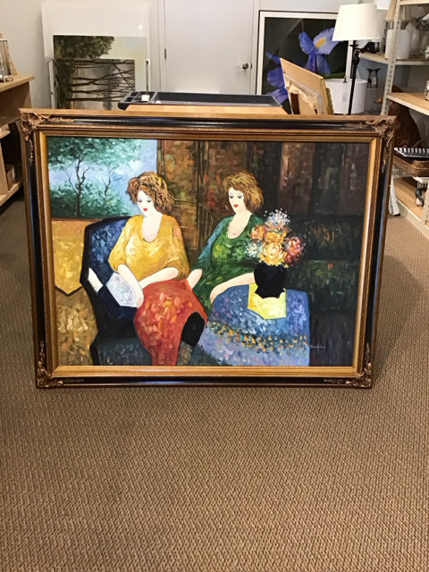 55x43 Framed "Two Ladies" J De Fournier