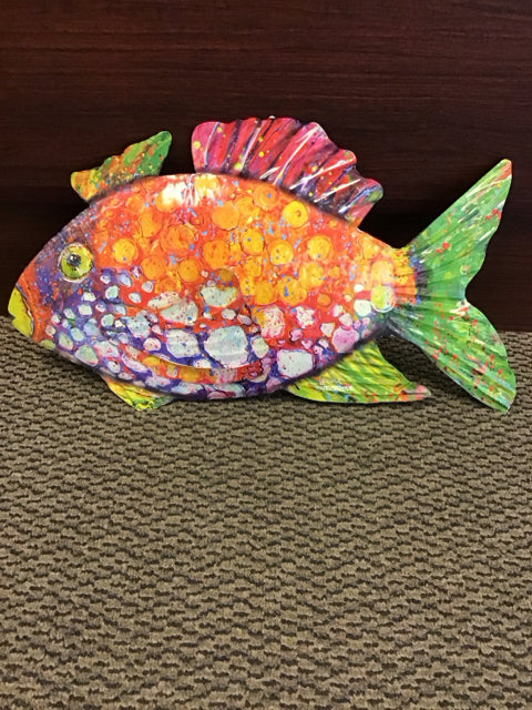 21"x11" Multi Color Fish Metal Wall Decor