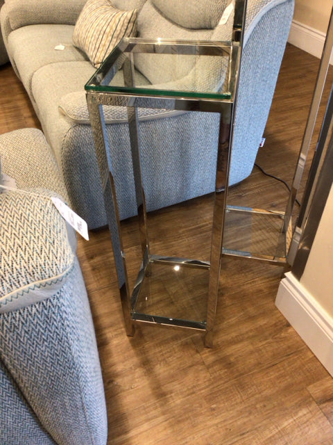 Medium Judith Norman Chrome & Glass Plant Stand