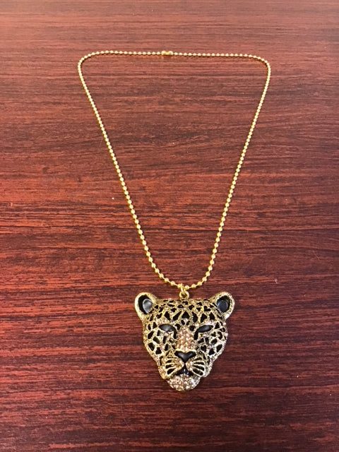 Goldtone Leopard Pendant Necklace