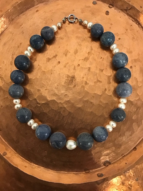 Blue Jasper & Pearl Necklace