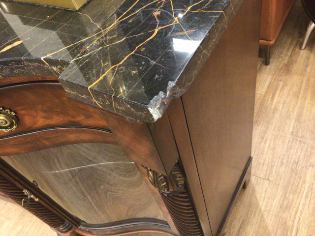 76.75"W × 25" Henredon Historic Natchez Collection Marble Top Mahogany Sideboard