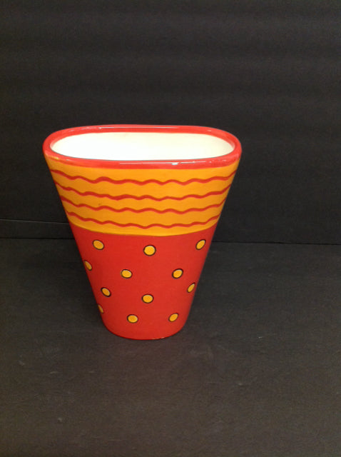8" Red/Orange Pattern Vase