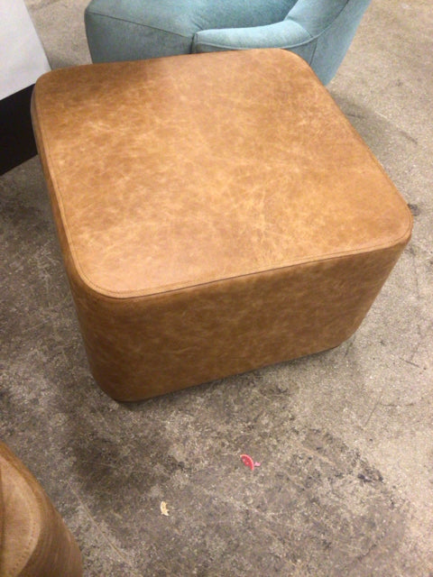 Lugano Square Leather Ottoman