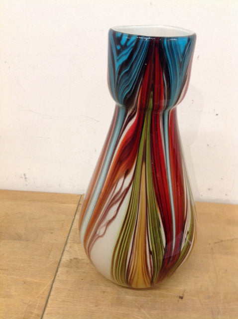 Vase-  14" Multi Color Art Glass