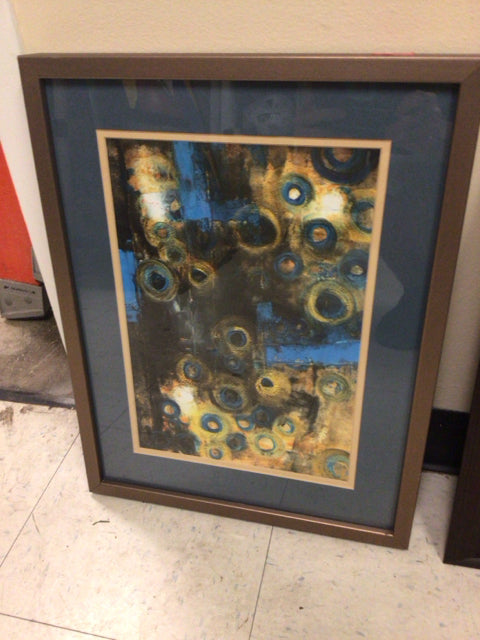 15 3/4" X 20 1/4" Brass Color Framed Abstract Print