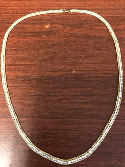 Silvertone & Goldtone Square Link Necklace